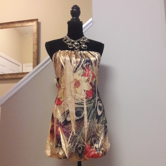 Chesley Dresses Chesley Satiny Floral Bubble Hem Dress Poshmark